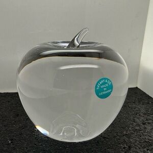 Vintage Tiffany & Co. Crystal Glass Apple Paperweight made in Germany Figurine